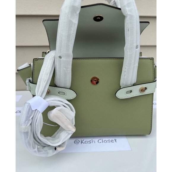 Michael Kors satchel purse carmen medium flap bag color block light sage multi - Picture 9 of 11
